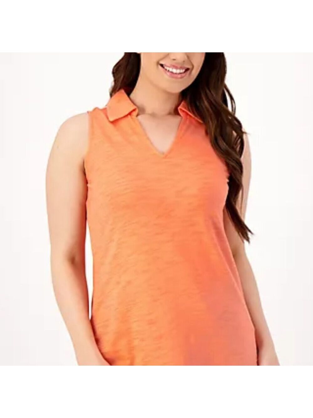 EUC- Belle by Kim Gravel Sleeveless Slub Mini polo collar top-